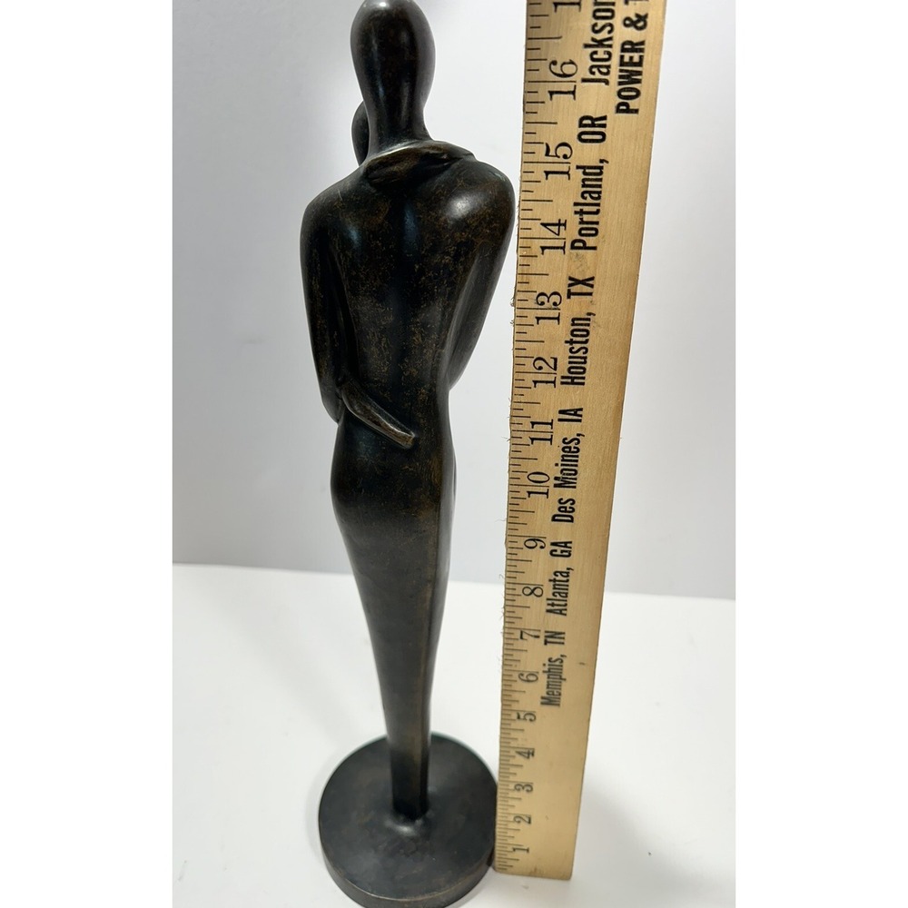 Couple Hugging 17" Abstract Metal Art Brass Sculpture - Picture 7 of 9